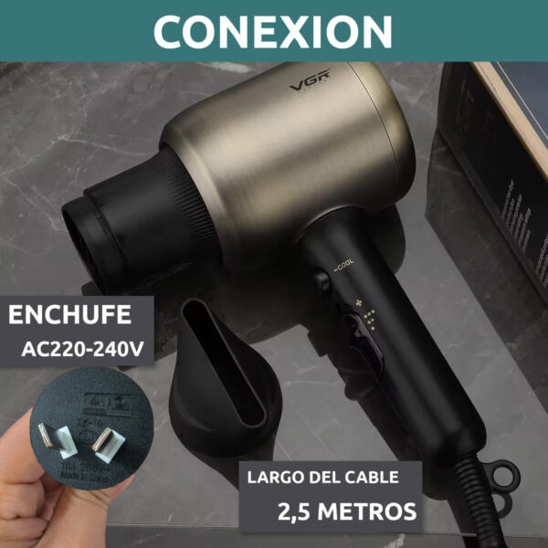 Secador de pelo profesional vgr v-453 2200W 3 temperaturas - Image 3