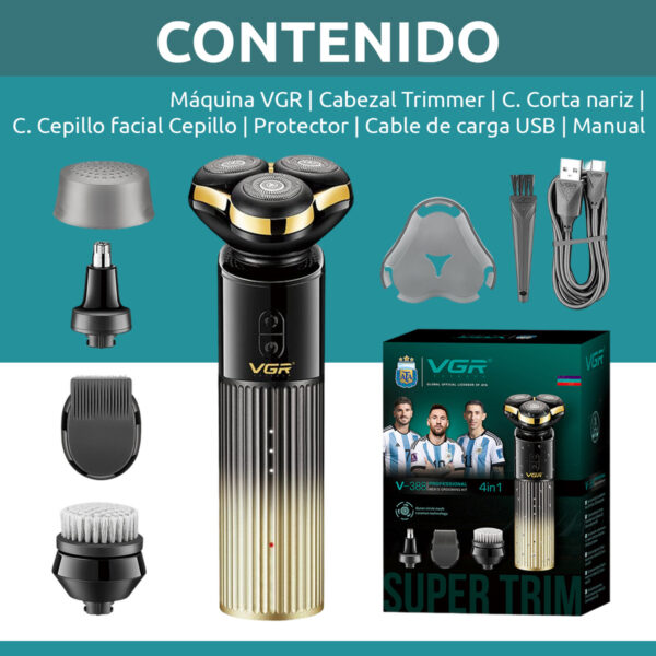 Afeitadora Eléctrica Hombre 4en1 trimmer VGR V-388 AFA usb - Image 8