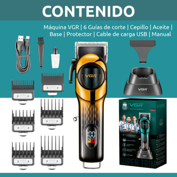 Cortadora de Pelo Profesional Inalambrica VGR V-166 Usb AFA - Image 8