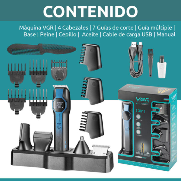 Grooming Kit Completo Profesional 13 En 1 Vgr V-173 Ipx7 - Image 8