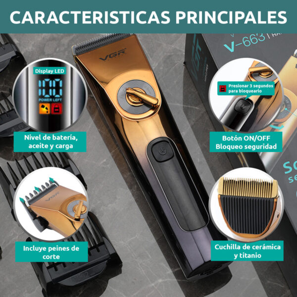 Máquina de Corte Profesional VGR V-663 Cerámica Usb IPX6 - Image 4