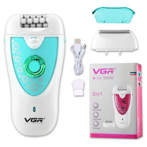 Depiladora Eléctrica Mujer VGR V-722 Cara Cuerpo Cejas 2en1 Verde