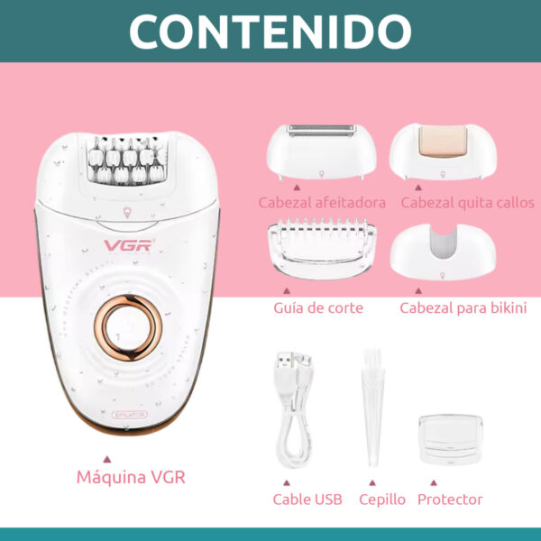 Depiladora Eléctrica Mujer Afeitadora Callos 3en1 Vgr V-739 - Image 8