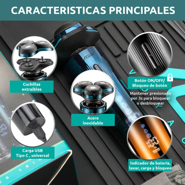 Afeitadora Eléctrica Hombre shaver VGR V-311 AFA recargable - Image 4