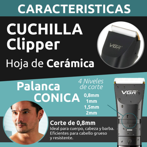 Cortadora Pelo Profesional Vgr V-286 Cerámica Íntima Ipx7 - Image 6