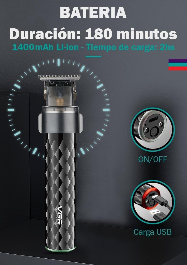 Maquina Corta Pelo Barba Calvo Trimmer VGR V-170 Recargable Usb - Image 4