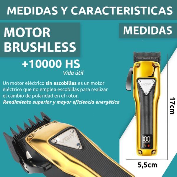 Cortadora de Pelo VGR V-137 Metal 6 Guías Motor Brushless - Image 7