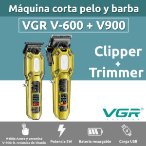 Combo Vgr Maquina Corte Pelo V-600 + Trimmer V-900 7000rpm
