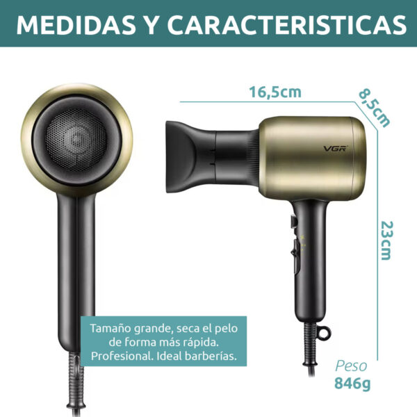 Secador de pelo profesional vgr v-453 2200W 3 temperaturas - Image 7