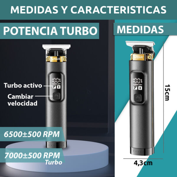 Máquina Patillera Profesional Recargable VGR V-985 Turbo Usb - Image 7