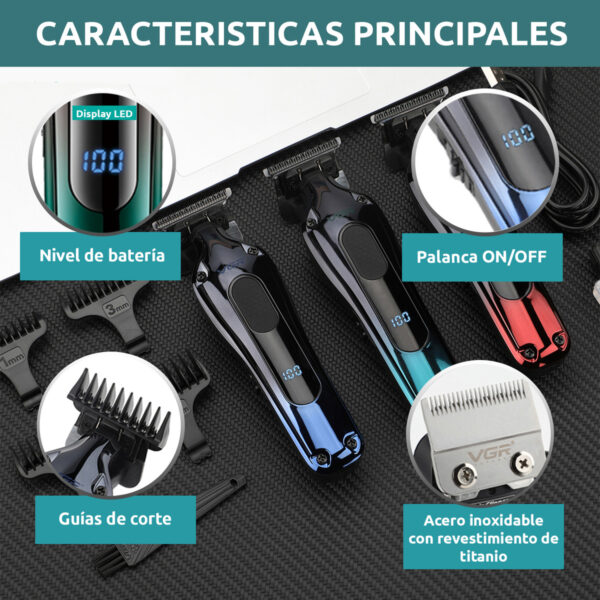 Máquina Corta Pelo Trimmer acero titanio VGR V-998 Usb AFA - Image 4