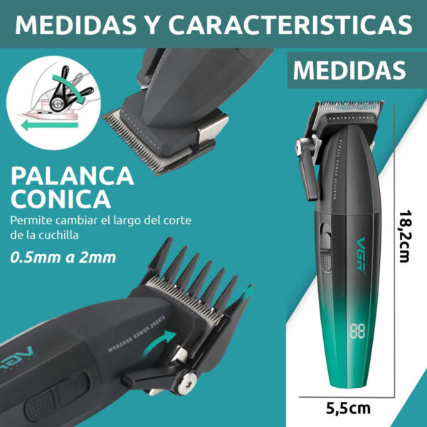 Máquina Corta Pelo Profesional VGR V-003 Turbo 9000 RPM Usb - Image 7
