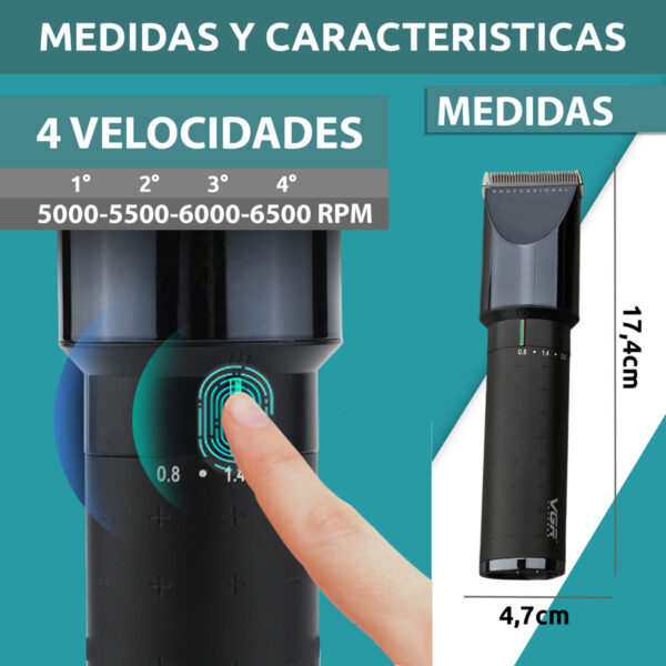 Máquina Corta Pelo Profesional VGR V-698 Led Usb Turbo 4 vel - Image 7