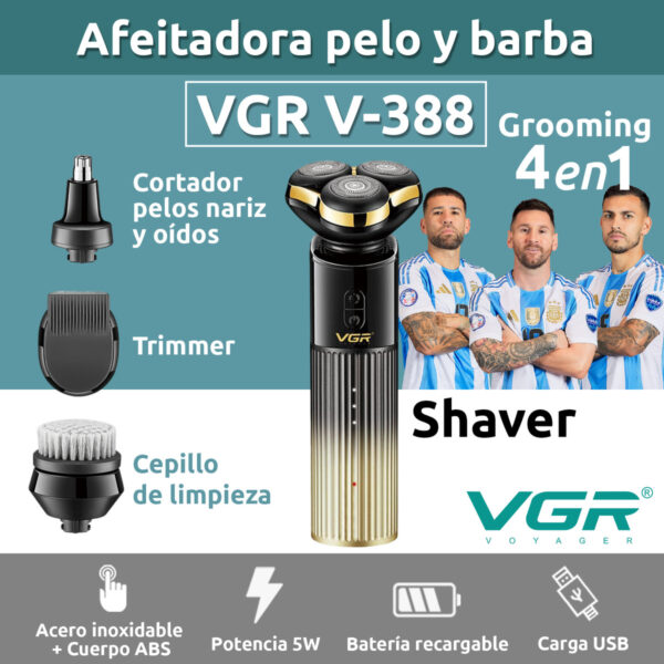 Afeitadora Eléctrica Hombre 4en1 trimmer VGR V-388 AFA usb - Image 2