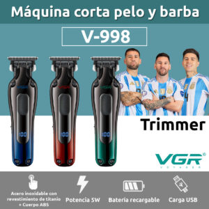 Máquina Corta Pelo Trimmer acero titanio VGR V-998 Usb AFA