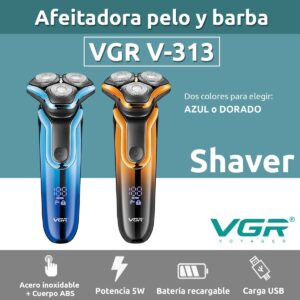 Afeitadora Eléctrica Hombre Shaver Barba Vgr V-313 Usb Ipx7