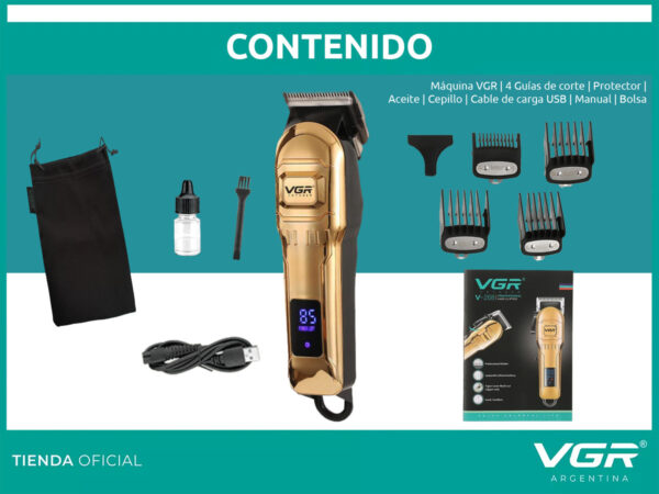 Máquina de Cortar Pelo VGR V-268 Recargable Inalámbrica Usb Dorado - Image 8