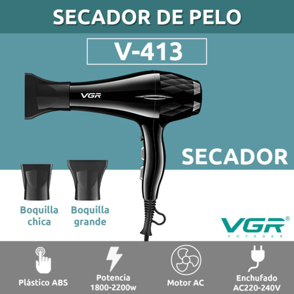 Secador de pelo profesional peluquería vgr v-413 turbo 2200W - Image 2