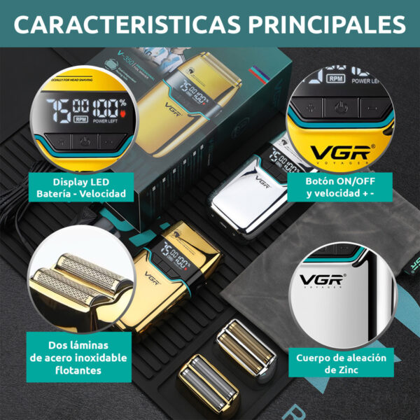 Afeitadora Eléctrica Hombre Vgr V-350 Ideal Cabeza 7500 Rpm - Image 4