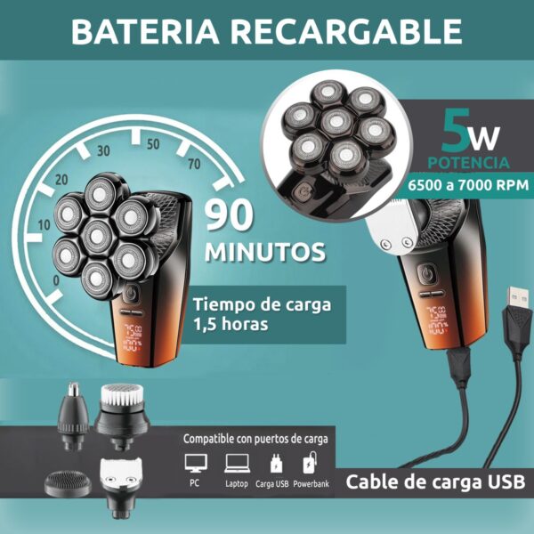 Grooming Set Afeitadora Electrica Hombre VGR V-327 5en1 IPX7 AFA - Image 3