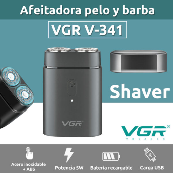 Afeitadora Eléctrica Portatil VGR V-341 Usb Tipo C Viajera - Image 2
