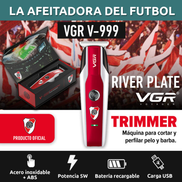 Máquina Trimmer Profesional VGR V-999 River Plate Oficial - Image 3