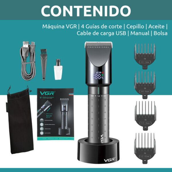 Máquina Corta Pelo Profesional VGR V-698 Led Usb Turbo 4 vel - Image 8