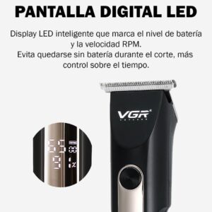 Maquina Corta Pelo Barba Trimmer VGR V-257 Recargable Display Led