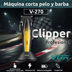 Máquina De Cortar Pelo Pro Vgr V-270 Metal 9000rpm Motor Dc Color Negro Y Amarillo