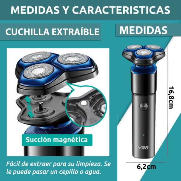 Afeitadora Eléctrica Hombre Shaver VGR V-325 Recargable - Image 7