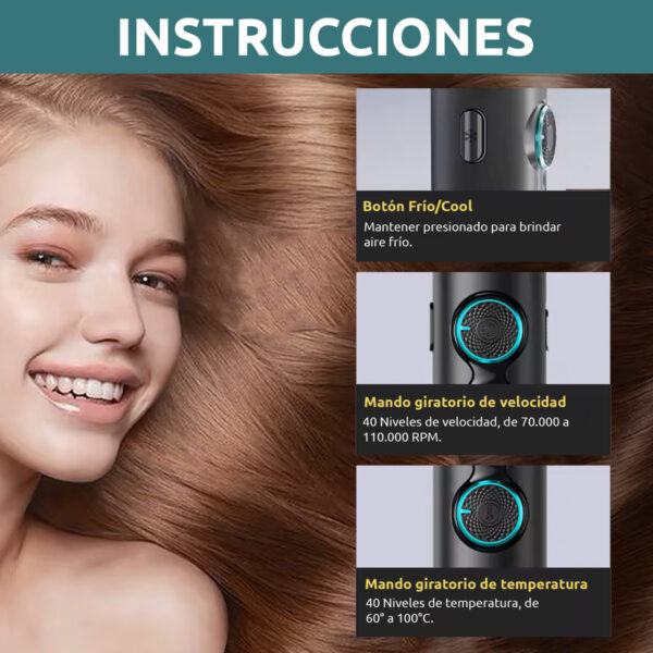 Secador De Pelo Profesional Vgr V-401 110000rpm Frío Calor - Image 4