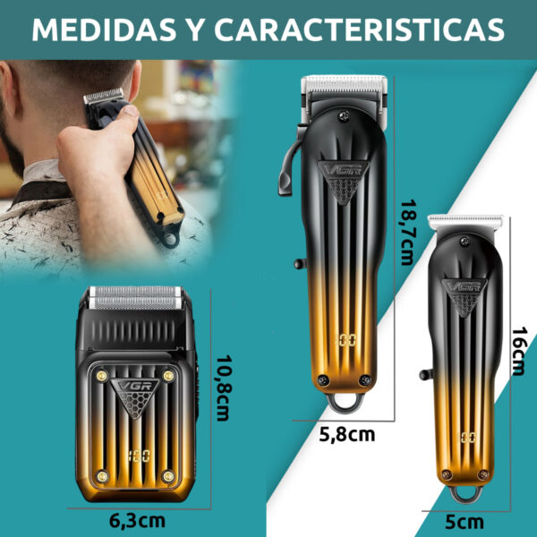 Kit Cortadora Pelo Trimmer Shaver Set x3 Profesional VGR V-644 - Image 7