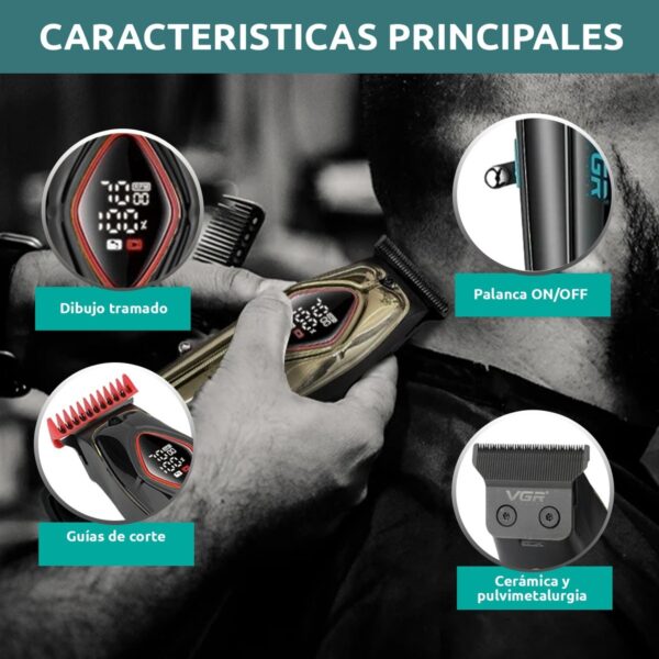 Máquina Trimmer Corta Pelo VGR V-945 Usb Cerámica 7000rpm - Image 4