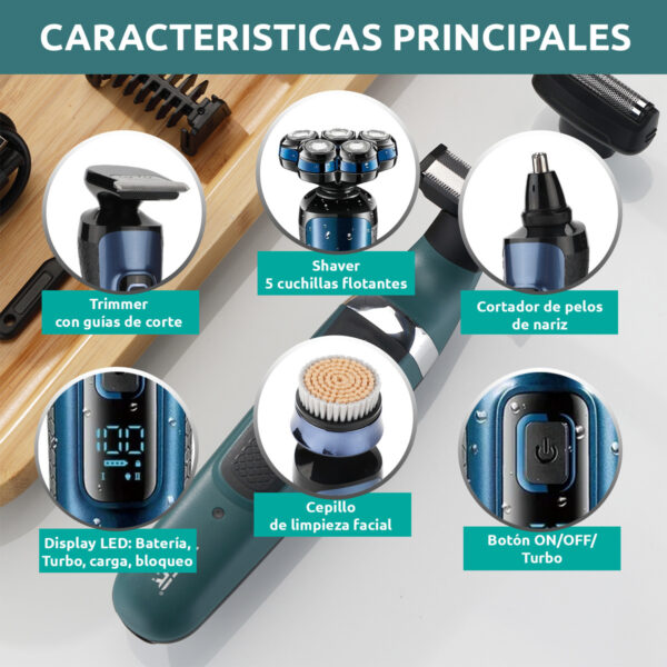 Máquina Cortar Pelo Barba Nariz VGR V-386 Grooming 4en1 IPX5 - Image 7