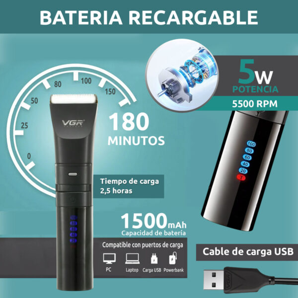 Cortadora Pelo Profesional Vgr V-286 Cerámica Íntima Ipx7 - Image 3