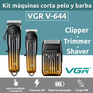 Kit Cortadora Pelo Trimmer Shaver Set x3 Profesional VGR V-644