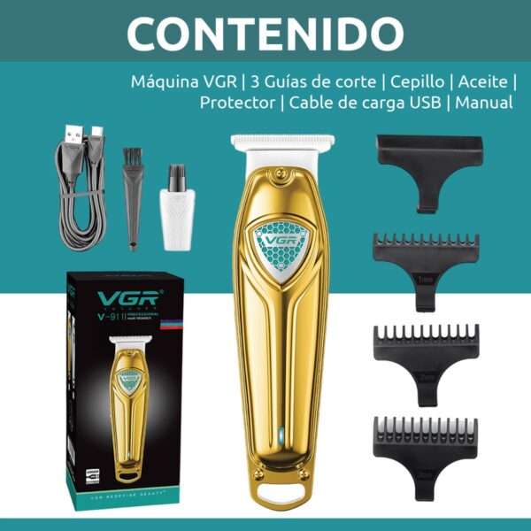 Máquina Trimmer Patillera Inalámbrica VGR V-911 Usb T-Blade - Image 8