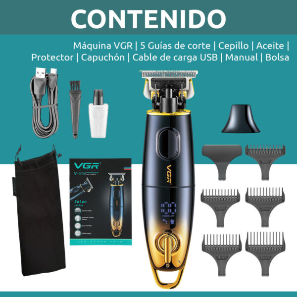Máquina Trimmer Profesional VGR V-979 Usb 5 Peines Cerámica - Image 8