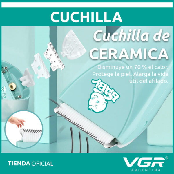 Máquina de Cortar Pelo Para Bebés Niños VGR V-150 Cerámica Verde Agua - Image 6