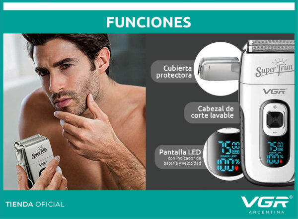[V-332-BLADE-REP-PLA] Repuesto Afeitadora Eléctrica Hombre Barba Pro Vgr V-332 Plateado - Image 6