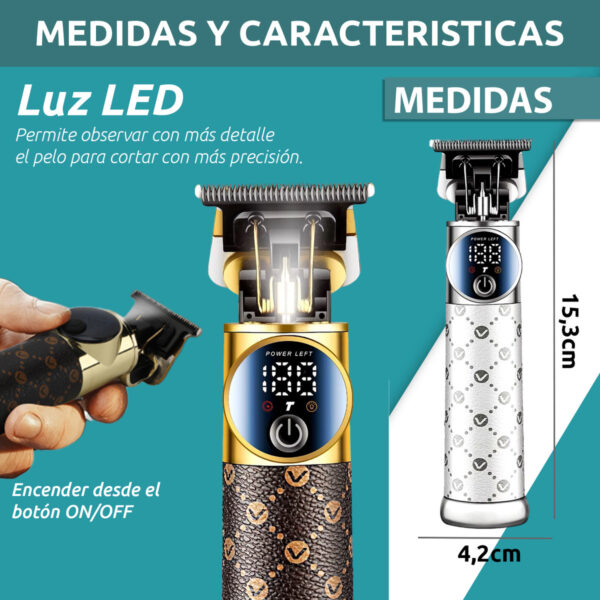 Cortadora Pelo Trimmer Profesional VGR V-942 Metal Turbo Luz - Image 7