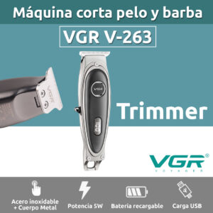 Máquina Patillera Profesional VGR V-263 Retro Metal Cuero