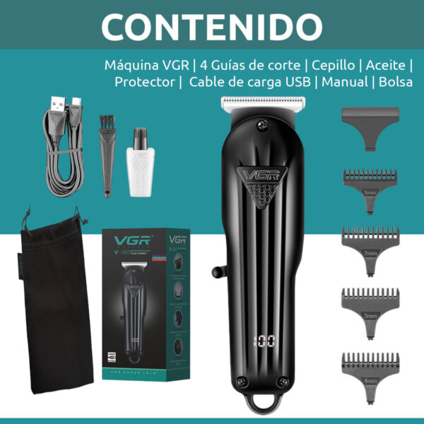Máquina Patillera Profesional Recargable VGR V-982 Usb Led - Image 8