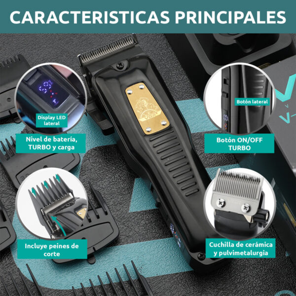 Máquina Corta Pelo Profesional VGR V-651 Turbo Usb 8 Peines - Image 4