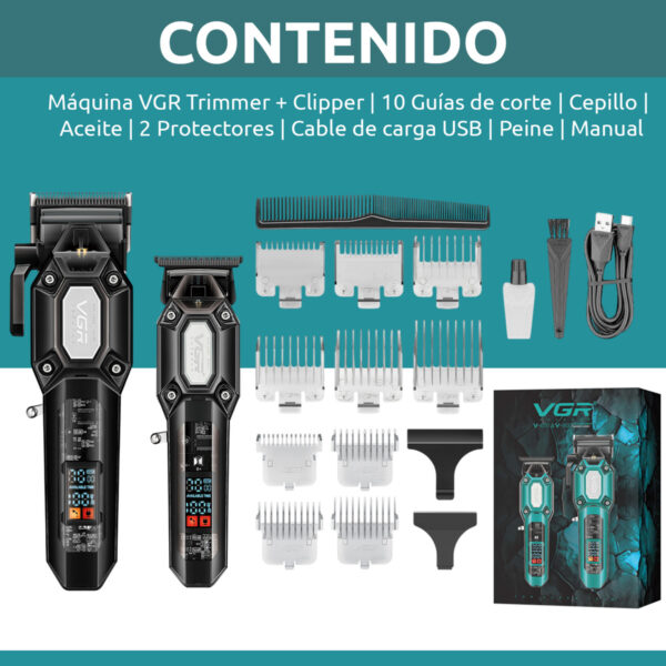 Combo Vgr Maquina Corte Pelo V-600 + Trimmer V-900 7000rpm - Image 10