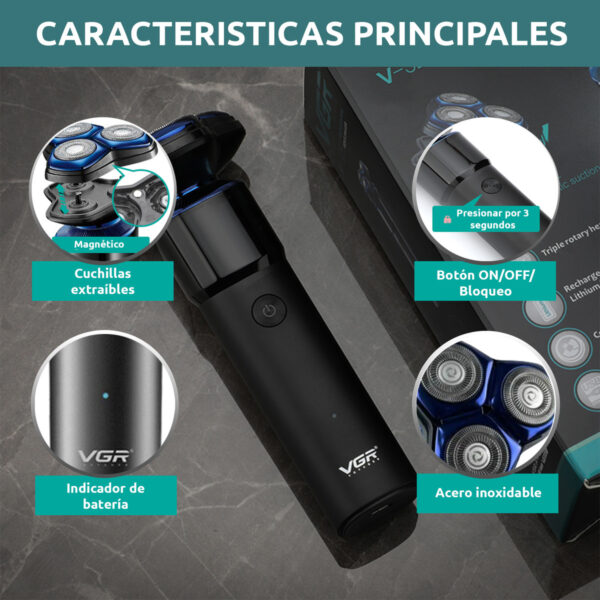 Afeitadora Eléctrica Hombre Shaver VGR V-325 Recargable - Image 4