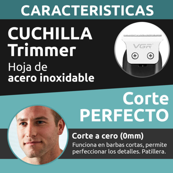 Máquina Trimmer Profesional Recargable VGR V-918 Usb T-Blade - Image 6