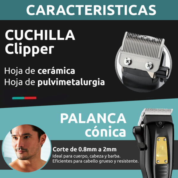 Máquina Corta Pelo Profesional VGR V-651 Turbo Usb 8 Peines - Image 6