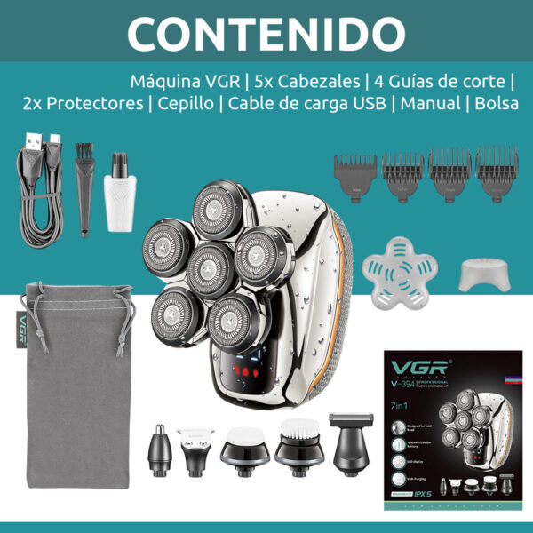 Máquina Cortar Pelo Barba Nariz VGR V-394 Grooming 7en1 IPX5 - Image 8