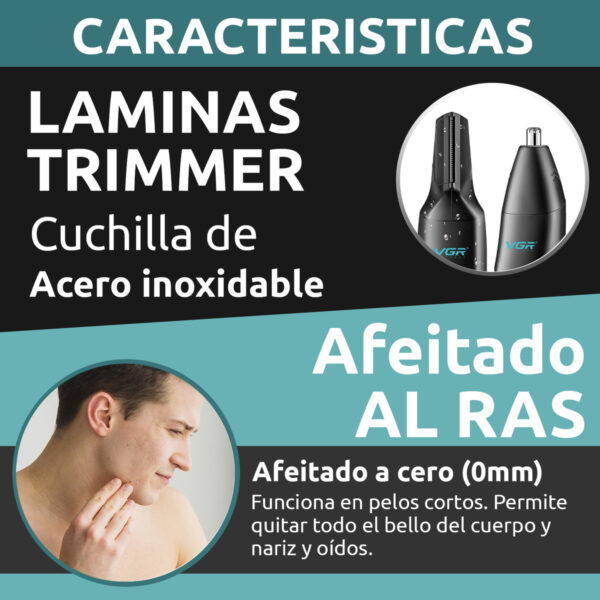 Trimmer Nariz Oído Corporal Nasal 2en11 Vgr V-603 Turbo Ipx5 - Image 6